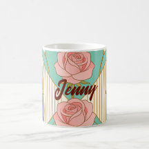 Personlig namnkunst i Art Deco Rosa Rosor Blommig