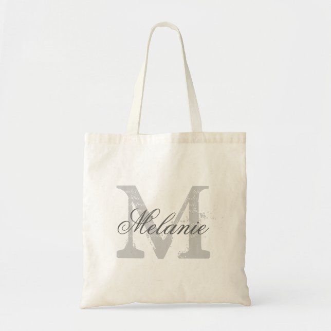 Personlig namnmonogram väskor | Grå (Framsidan)
