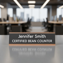 Personlig namnskylt för certifierad bönräknare