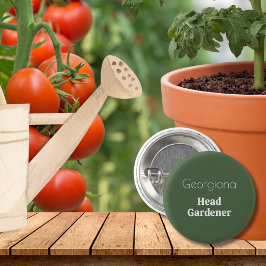 Personlig namnskylt för trädgårdsmästare Rolig trä Knapp