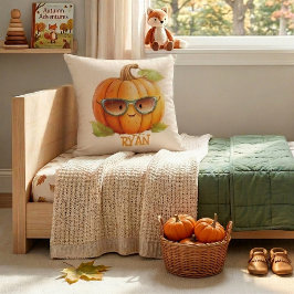Personlig namnsöt orange pumpaprydnadskudde kudde