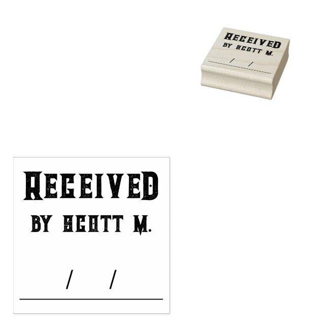 Personlig namnstämpel i gummi mottagen stämpel (Stämplad)