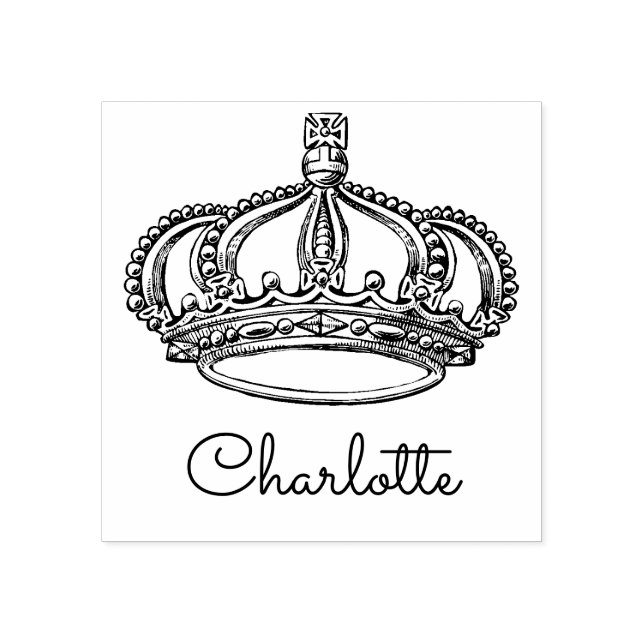 Personlig Namnteckning Namn med Vintage Krona Art Stämpel (Tryck)