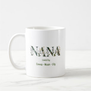 Personlig Nana Barn Namn Blommig Bokstav Kaffemugg