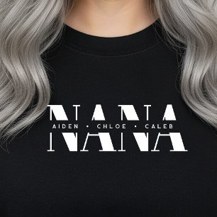 Personlig NANA Barns Namn, Modern Mormor Present T Shirt