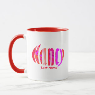 Personlig ’Nancy’ i Vibrant Red Rosa, Orange Mugg