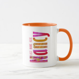 Personlig "Nancy" Namn i Vivid Red Rosa Orange Mugg