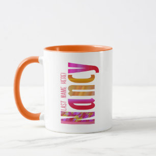 Personlig "Nancy" Namn i Vivid Red Rosa Orange Mugg