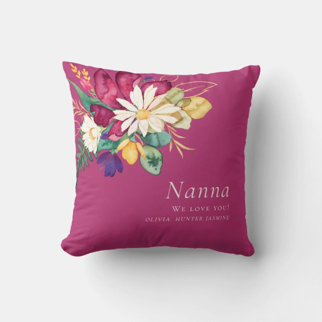 Personlig Nanna elegnat rosa blommigt Kudde (Framsida)