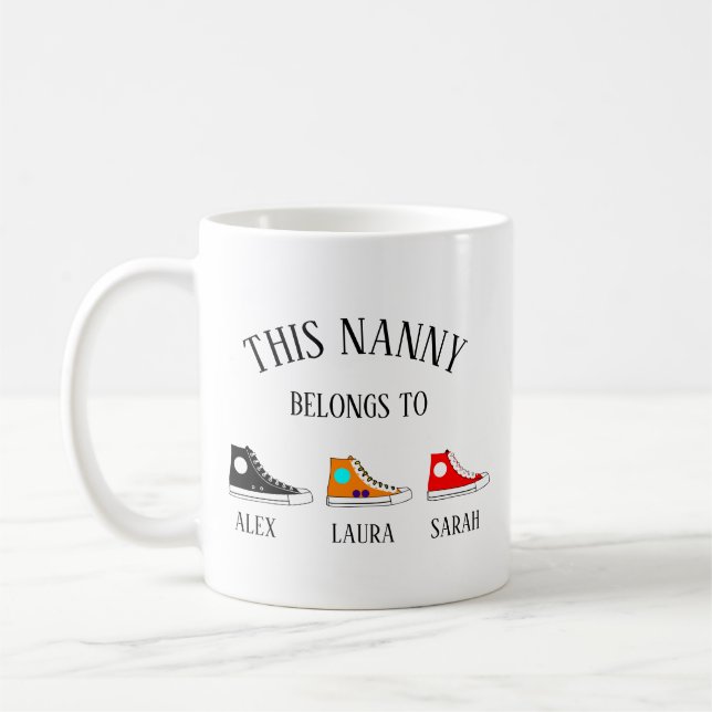 Personlig Nanny Mugg, Nanny Gift Coffee Mugg, Kaffemugg (Vänster)