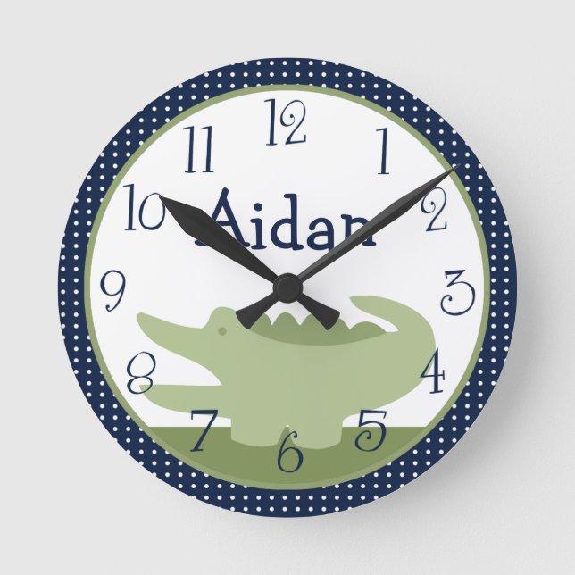 Personlig Nantucket Alligator Clock Rund Klocka (Framsida)