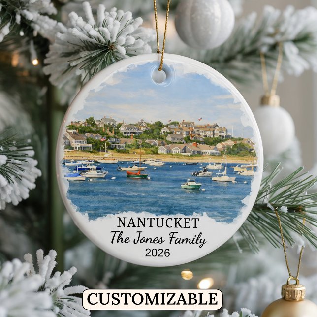 Personlig Nantucket-ornament, Massachusetts Julgransprydnad Keramik (Skapare uppladdad)