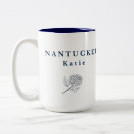 Personlig Nantucket-typografi Hydrangea Två-Tonad Mugg