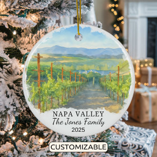 Personlig Napa Valley Ornament, Kalifornien Julgransprydnad Keramik