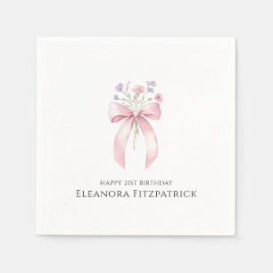 Personlig Napkins 21:a födelsedagen Bow Wildblomma Pappersservett