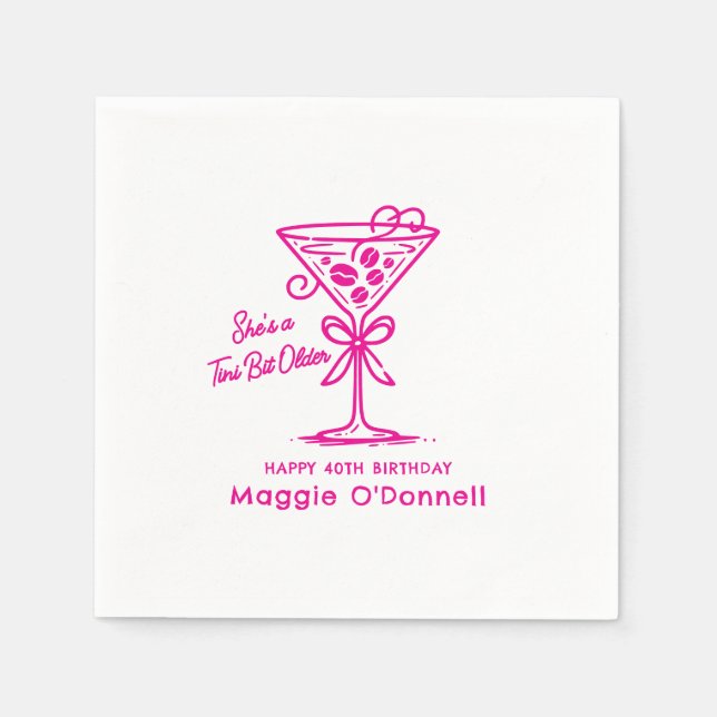 Personlig Napkins 40:e födelsedagen Martini Pappersservett (Framsidan)