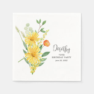 Personlig Napkins 70:e Gultens Blommigt Pappersservett