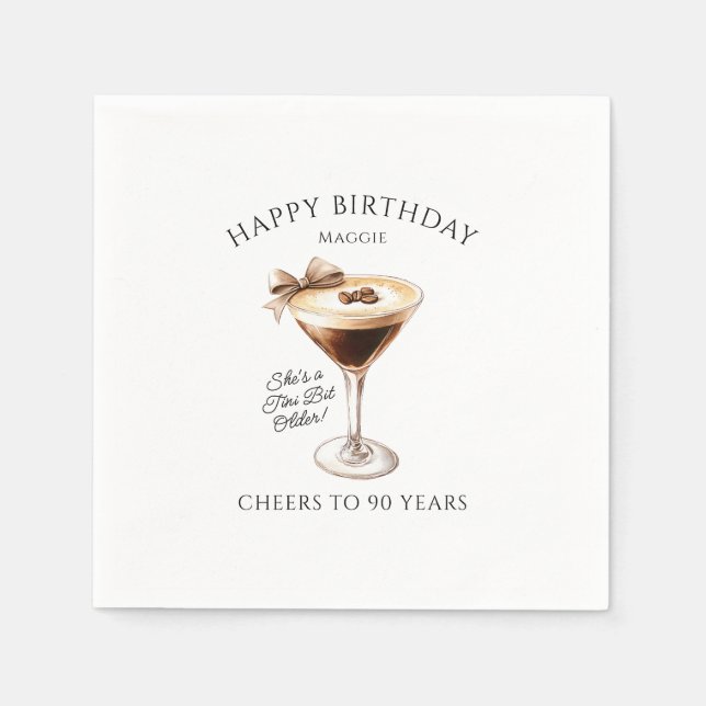 Personlig Napkins 90:e Birthday Martini Pappersservett (Framsidan)
