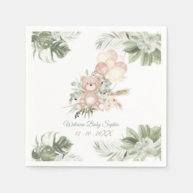 Personlig Napkins Bears Baby Shower Ideas Pappersservett (Framsidan)