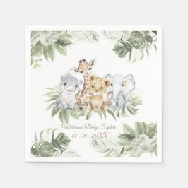 Personlig Napkins Safari Baby Shower Ideas Pappersservett