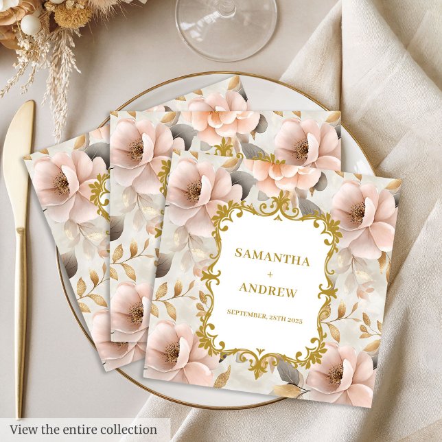 Personlig Napkins vid  Guld Bröllop Pappersservett (Personalized Blush Gold Wedding Napkins)