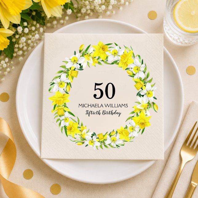 Personlig Narciss 50-årsdag Pappersservett (Add Name / edit text to personalize, see collection for matching items)