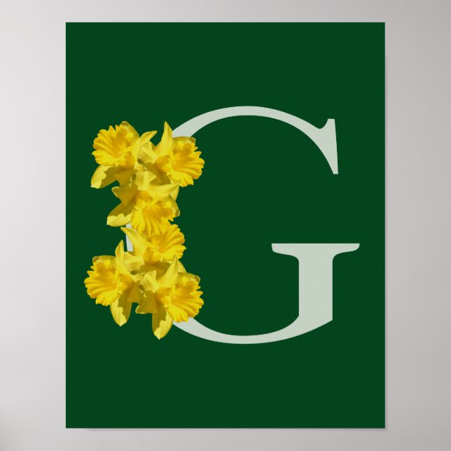 Personlig Narciss Monogram Första G Poster (Framsidan)