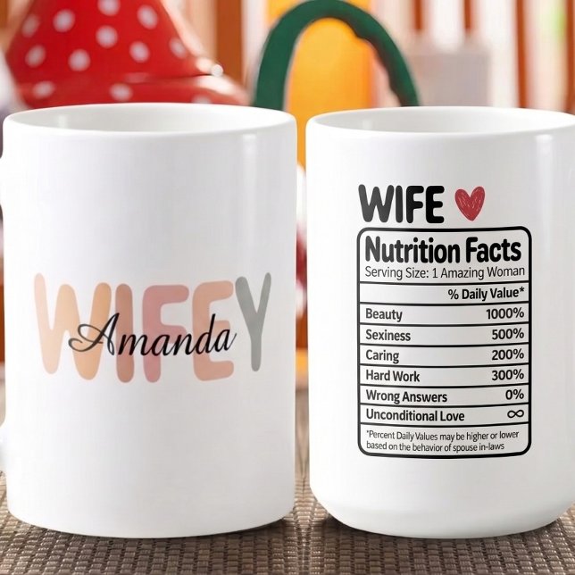 Personlig näringsfakta för fru Anpassat namn prese Kaffemugg (Skapare uppladdad)
