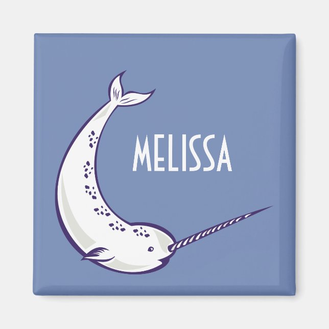 Personlig Narwhal Illustration Fridge Magnet (Framsidan)