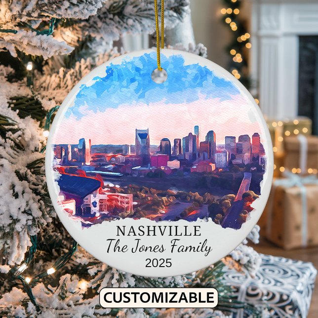 Personlig Nashville Ornament, Tennessee-staten Julgransprydnad Keramik (Skapare uppladdad)