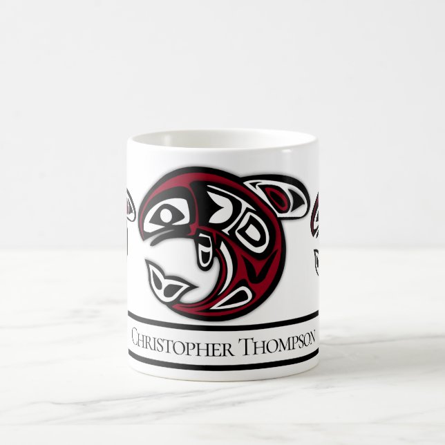 Personlig Native American Orca Killer Whale Kaffemugg (Center)