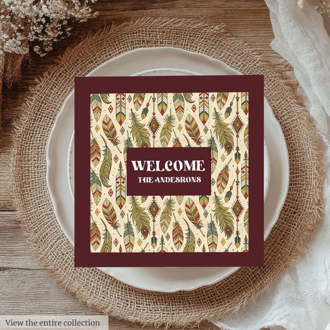 Personlig Native Napkins Trendig Boho Färg Pappersservett (Personalized Native Napkins Trendy Boho Colors)