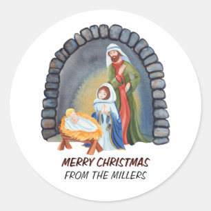 Personlig Nativitetshanterare Scene-jul Runt Klistermärke