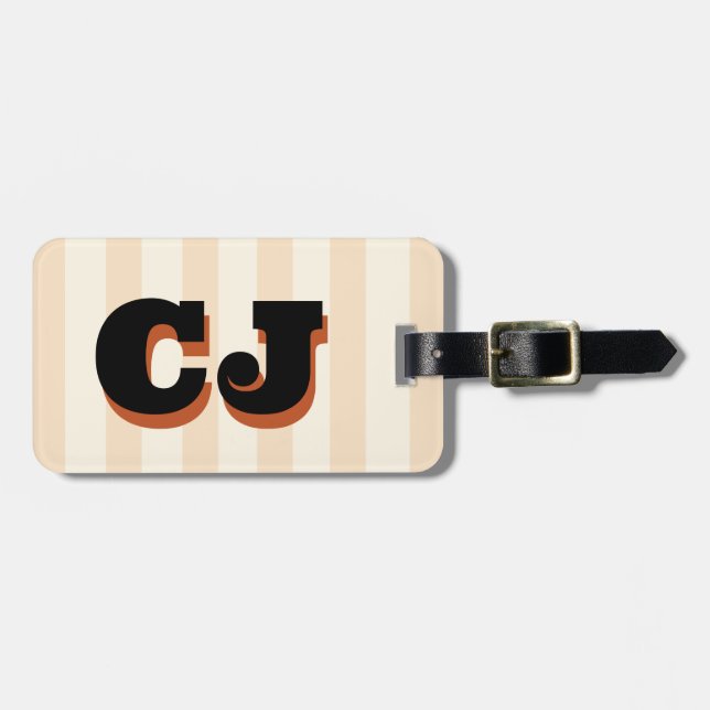 Personlig naturlig krämrandig monogram anpassad bagagebricka (Horisontell Framsida)