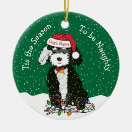 Personlig Naughty Bernedoodle Ceramic Ornament
