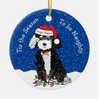 Personlig Naughty Bernedoodle Ceramic Ornament