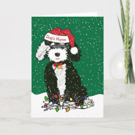 Personlig Naughty Bernedoodle jul Helgkort