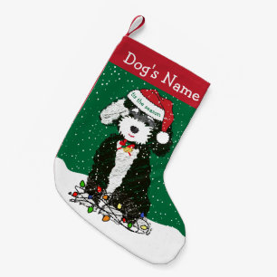 Personlig Naughty Bernedoodle Liten Julstrumpa