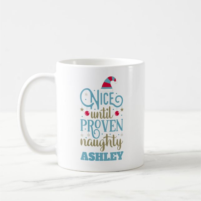 Personlig: Naughty, Brygg jul eller Nice Kaffemugg (Vänster)