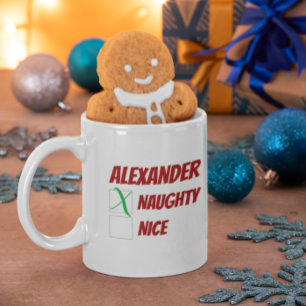 Personlig Naughty eller Nice-jul Kaffemugg