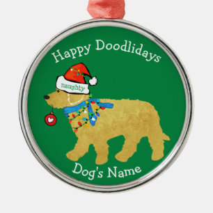 Personlig Naughty jul Goldendoodle Julgransprydnad Metall