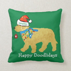 Personlig Naughty jul Goldendoodle Kudde