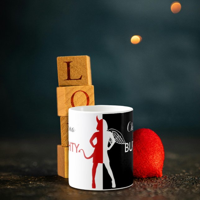 Personlig Naughty men Nice Djävulen Angel Kaffemugg (Naughty or nice mug.  Great for the wife, girlfriend or lady boss.)
