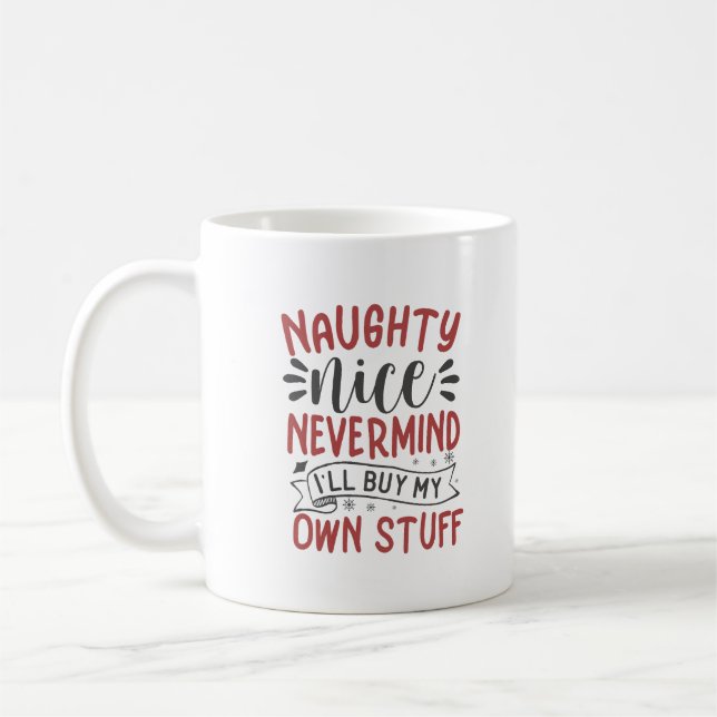 Personlig Naughty Nice Kaffemugg (Vänster)