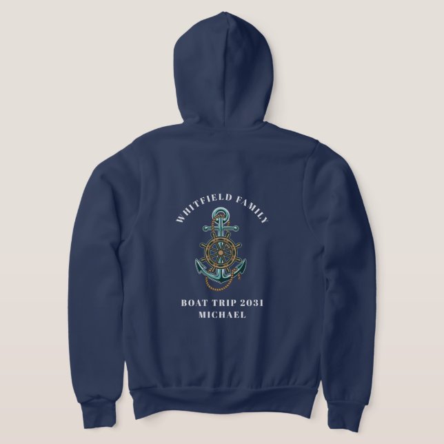 Personlig Nautical Anchor Family Coastal Resa T Shirt (Laydown Baksida)