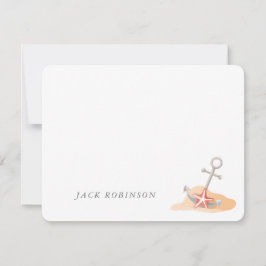Personlig Nautical Anchor Starfish Note Card Anteckningskort