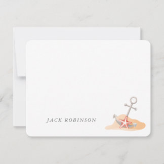 Personlig Nautical Anchor Starfish Note Card Anteckningskort