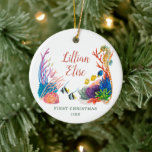 Personlig Nautical Beach Ocean Island Baby 1:a Julgransprydnad Keramik<br><div class="desc">Personlig Nautical Beach Ocean Island Baby 1st Ceramic Ornament. Anpassa med din anpassningsbar på både framsidan och baksidan.</div>