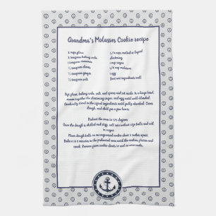 Personlig Nautical Black Anchor Recipe keepsaké Kökshandduk