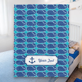 Personlig Nautical Blue Whale i mönster Fleecefilt